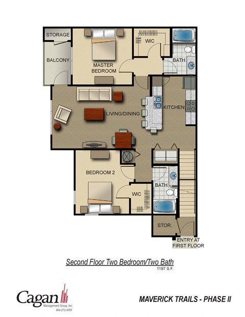 Second Floor 2 Bedroom Layout
